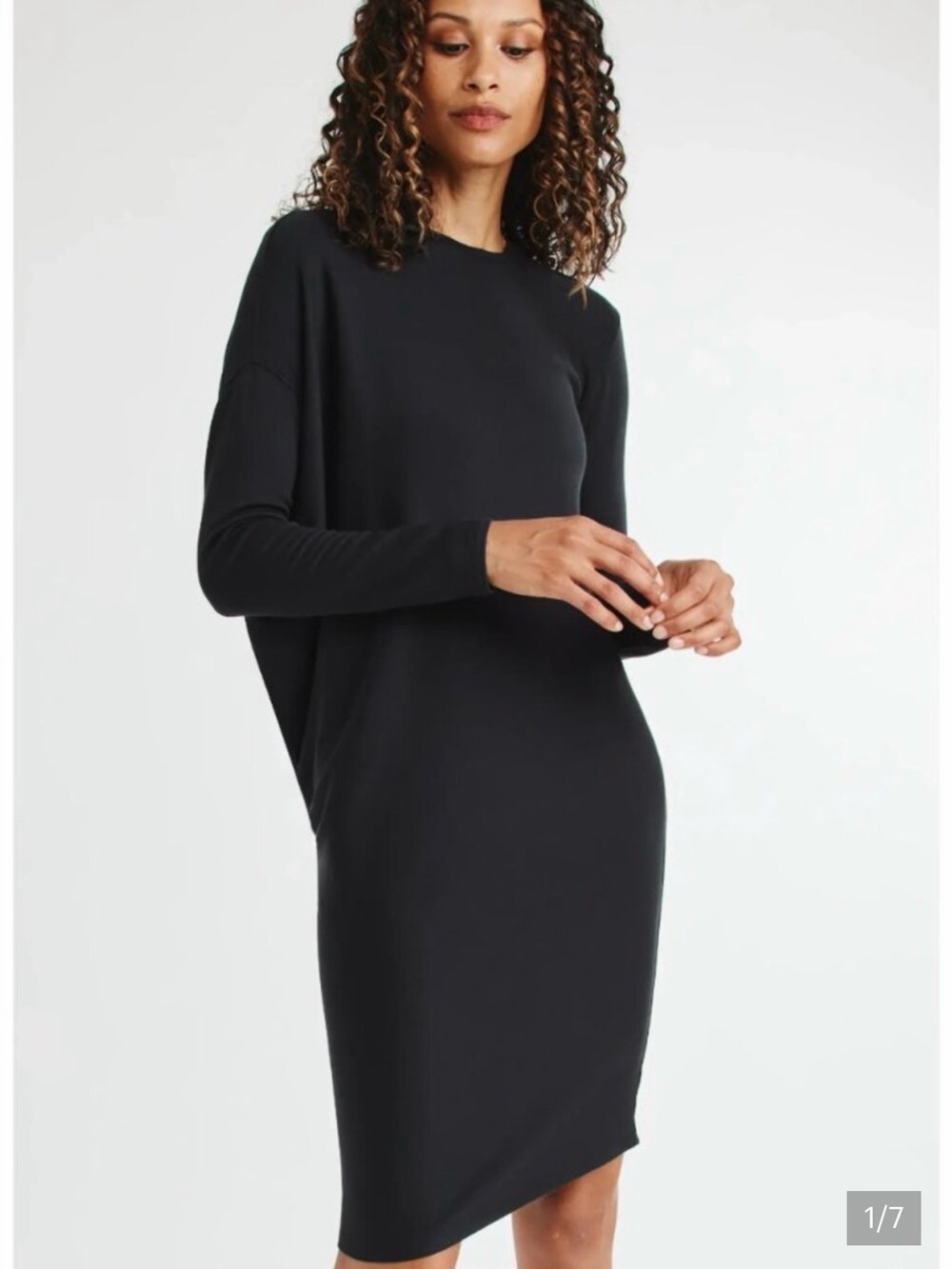 Kit and Ace Black Long-Sleeve Wave Dress BNWT